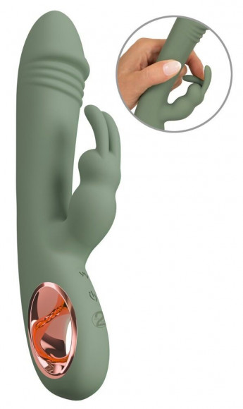 Оливковый вибратор-кролик Slim Rabbit Olive - 21,4 см. Оливковый вибратор-кролик Slim Rabbit Olive - 21,4 см.