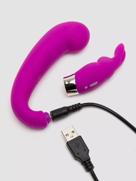 Лиловый вибратор Mini G-Spot Curve Vibe с клиторальным зайчиком Лиловый вибратор Mini G-Spot Curve Vibe с клиторальным зайчиком