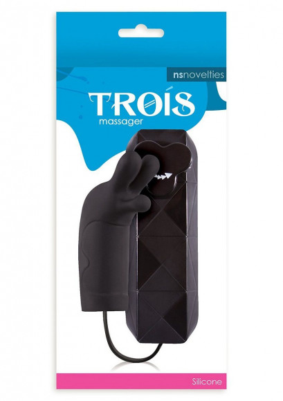 Чёрный вибростимулятор Trois с выносным пультом управления Чёрный вибростимулятор Trois с выносным пультом управления