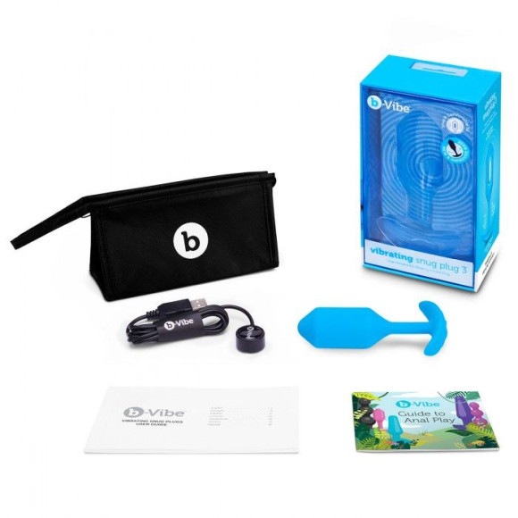 Голубая вибропробка для ношения B-vibe Snug Plug 3 - 12,4 см. Голубая вибропробка для ношения B-vibe Snug Plug 3 - 12,4 см.