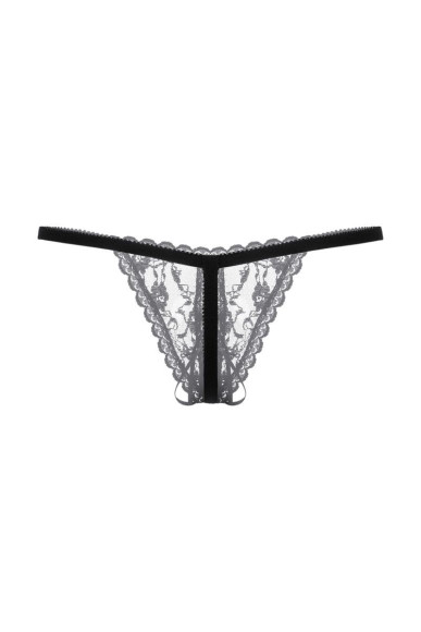 Черные ажурные трусики с вырезом и завязочкой Черные ажурные трусики с вырезом и завязочкой