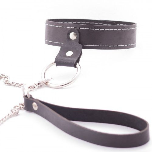 Узкий однослойный ошейник с поводком Узкий однослойный ошейник с поводком