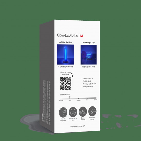 Светящийся фаллоимитатор Strap-on-me Glow-Led Dildo - size M Светящийся фаллоимитатор Strap-on-me Glow-Led Dildo - size M