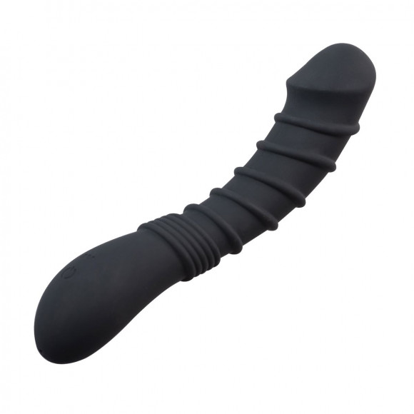 Черный вибромассажер Appetency Wild Ribbed Vibe - 21,5 см.