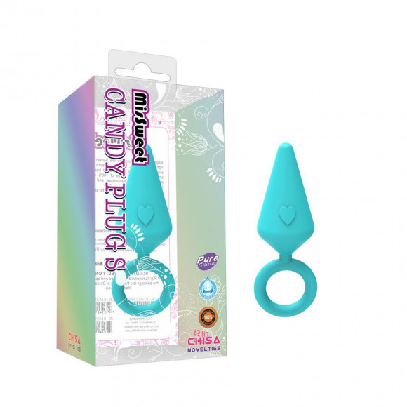 Бирюзовая конусовидная анальная пробка с колечком-ограничителем - 5 см. Бирюзовая конусовидная анальная пробка с колечком-ограничителем - 5 см.