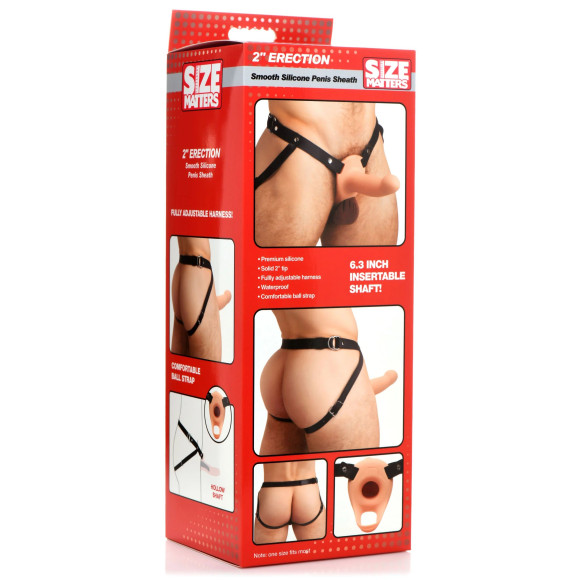 Телесный полый страпон на черных регулируемых ремешках 2’’ Erection Smooth Silicone Penis Sheath Телесный полый страпон на черных регулируемых ремешках 2’’ Erection Smooth Silicone Penis Sheath