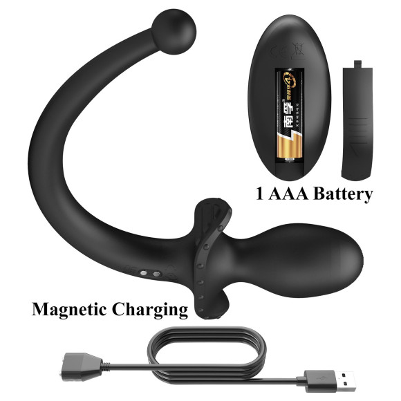 Черная анальная вибропробка с хвостом и пультом ДУ Черная анальная вибропробка с хвостом и пультом ДУ