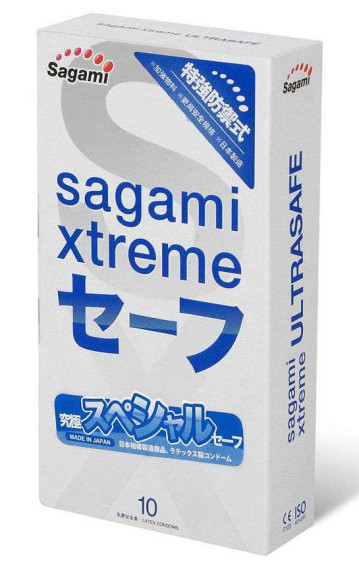 Презервативы Sagami Xtreme Ultrasafe с двойным количеством смазки - 10 шт. Презервативы Sagami Xtreme Ultrasafe с двойным количеством смазки - 10 шт.
