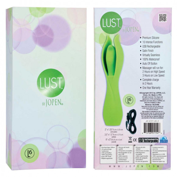 Большой зеленый вибратор с лепестками Lust by JOPEN L6 Большой зеленый вибратор с лепестками Lust by JOPEN L6