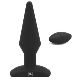 Черная анальная вибропробка с пультом ДУ Uranus - 12,8 см. Черная анальная вибропробка с пультом ДУ Uranus - 12,8 см.