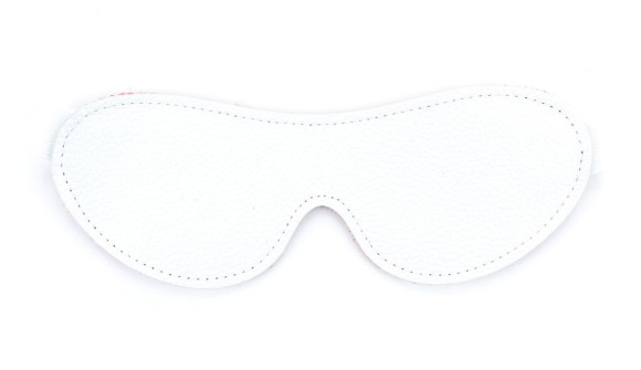 Бело-красная двусторонняя кожаная маска на глаза на резинке Бело-красная двусторонняя кожаная маска на глаза на резинке