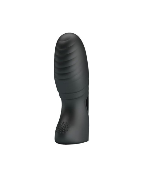 Черная вибронасадка на палец с ребрышками Alan Черная вибронасадка на палец с ребрышками Alan