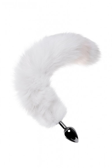 Большая серебристая металлическая анальная втулка с серым лисьим хвостом Большая серебристая металлическая анальная втулка с серым лисьим хвостом