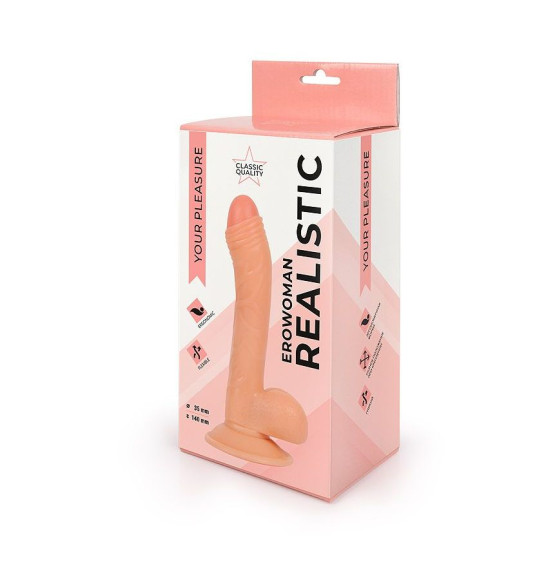 Фаллоимитатор с мошонкой Erowoman телесного цвета - 18,5 см.