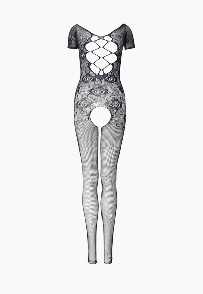 Чёрный комбинезон с красивым цветочным орнаментом Чёрный комбинезон с красивым цветочным орнаментом