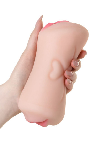 Телесный двусторонний мастурбатор Pretty Mouth - ротик и вагина 