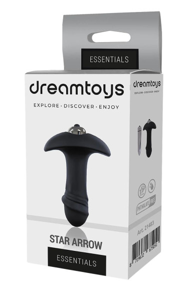 Черный анальный вибромассажер STAR ARROW - 11 см. Черный анальный вибромассажер STAR ARROW - 11 см.