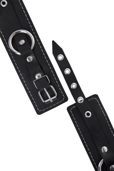 Черные двухслойные наручники с белой строчкой Черные двухслойные наручники с белой строчкой