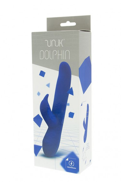 Синий вибратор с клиторальным стимулятором UNIK DOLPHIN - 20,7 см. Синий вибратор с клиторальным стимулятором UNIK DOLPHIN - 20,7 см.