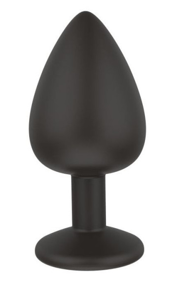 Черная средняя силиконовая пробка с прозрачным кристаллом Черная средняя силиконовая пробка с прозрачным кристаллом