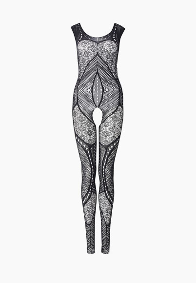 Чёрный комбинезон со сложным геометрическим узором Чёрный комбинезон со сложным геометрическим узором