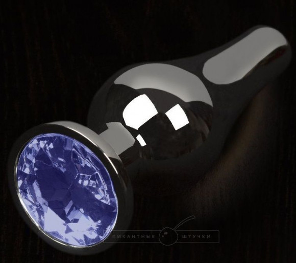 Графитовая удлиненная анальная пробка с синим кристаллом - 12 см. Графитовая удлиненная анальная пробка с синим кристаллом - 12 см.