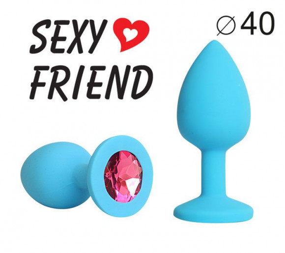 Голубая силиконовая анальная пробка с малиновым кристаллом - 9,5 см. Голубая силиконовая анальная пробка с малиновым кристаллом - 9,5 см.