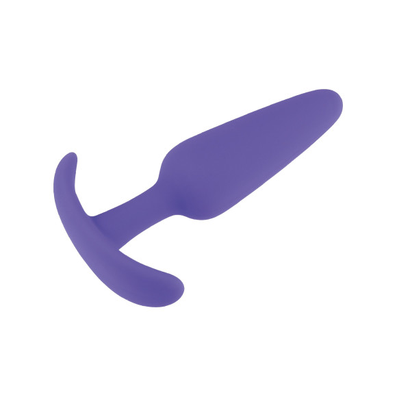 Фиолетовая анальная пробка с ограничителем - 12,5 см. Фиолетовая анальная пробка с ограничителем - 12,5 см.