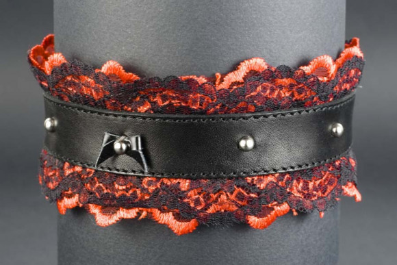 Подшитый красно-чёрный чокер Готика-21 Подшитый красно-чёрный чокер Готика-21