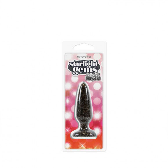 Чёрная анальная пробка Booty Boppers на присоске - 10,5 см.