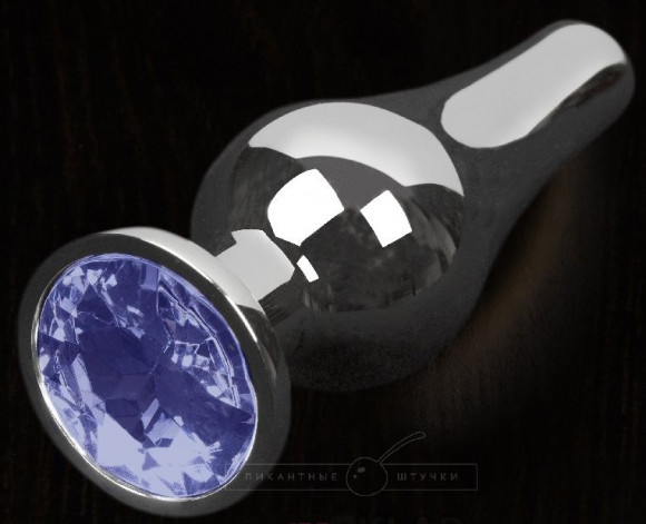 Серая анальная пробка с синим кристаллом - 8,5 см. Серая анальная пробка с синим кристаллом - 8,5 см.