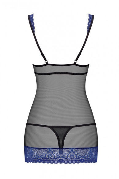 Облегающая сорочка с синим кружевом