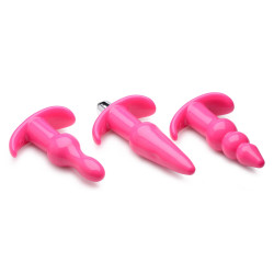 Набор из 3 розовых анальных пробок с вибропулей Thrill Trio Anal Plug Set Набор из 3 розовых анальных пробок с вибропулей Thrill Trio Anal Plug Set