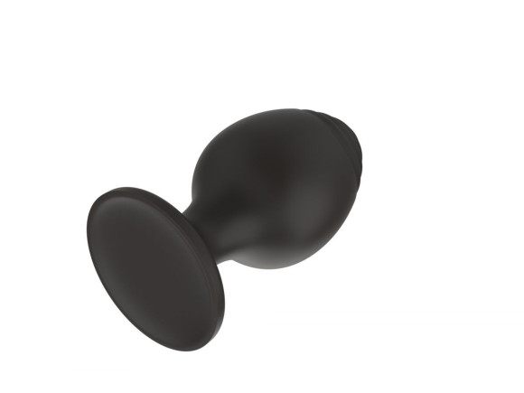 Черная средняя силиконовая анальная пробка с ребрышками на кончике Черная средняя силиконовая анальная пробка с ребрышками на кончике