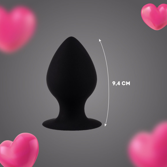 Черная анальная пробка с ограничителем - 9,4 см. Черная анальная пробка с ограничителем - 9,4 см.