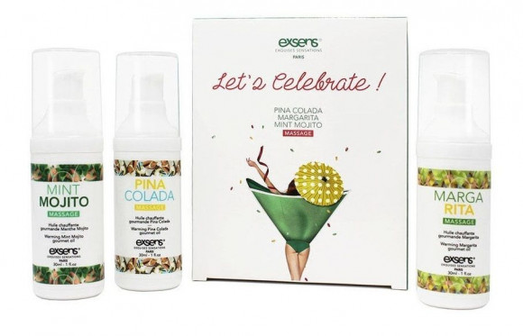 Подарочный набор разогревающих массажных масел Lets Celebrate (3х30 мл.) Подарочный набор разогревающих массажных масел Lets Celebrate (3х30 мл.)