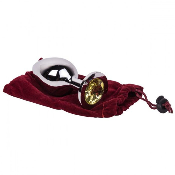 Большой стальной плаг с желтым кристаллом Sweet Lemon - 9,5 см. Большой стальной плаг с желтым кристаллом Sweet Lemon - 9,5 см.