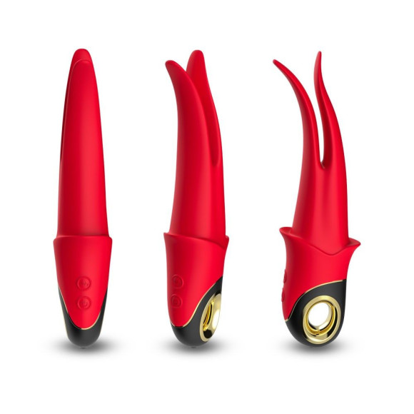 Красный стимулятор эрогенных зон с раздвоенным концом - 23,5 см. Красный стимулятор эрогенных зон с раздвоенным концом - 23,5 см.