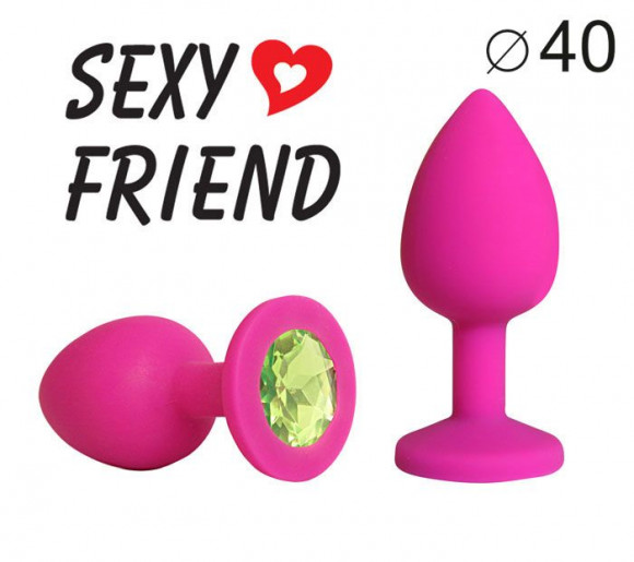 Ярко-розовая анальная пробка с салатовым кристаллом - 9,5 см. Ярко-розовая анальная пробка с салатовым кристаллом - 9,5 см.