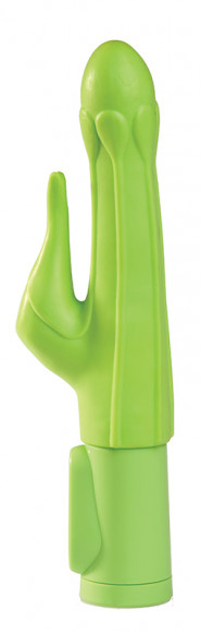 Зеленый водонепроницаемый вибратор Sage с клиторальным отростком - 18,5 см. Зеленый водонепроницаемый вибратор Sage с клиторальным отростком - 18,5 см.