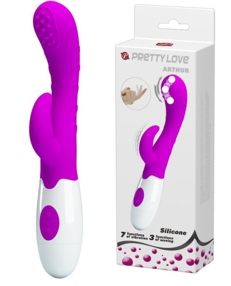 Лиловый вибратор Arthur с эффектом движения пальчика - 20 см. Лиловый вибратор Arthur с эффектом движения пальчика - 20 см.