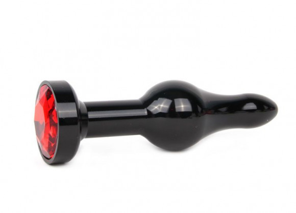 Удлиненная шарикообразная черная анальная втулка с красным кристаллом - 10,3 см. Удлиненная шарикообразная черная анальная втулка с красным кристаллом - 10,3 см.