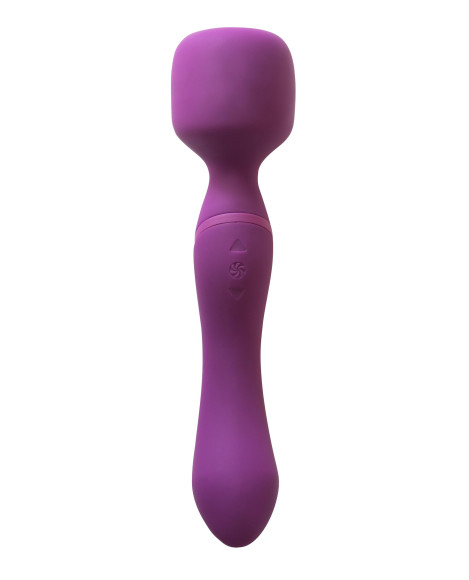 Фиолетовый двусторонний вибромассажер Heating Wand с нагревом - 22 см. Фиолетовый двусторонний вибромассажер Heating Wand с нагревом - 22 см.