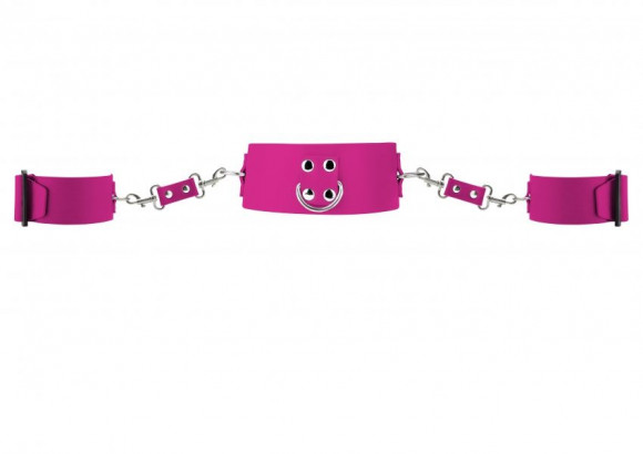 Розовый ошейник с наручниками Collar with Cuffs