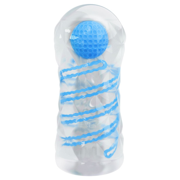 Прозрачный эластичный мастурбатор с голубым шариком Прозрачный эластичный мастурбатор с голубым шариком