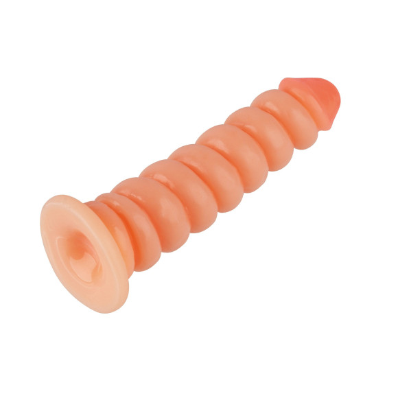 Телесный фаллоимитатор винтовой формы на присоске - 18,5 см. Телесный фаллоимитатор винтовой формы на присоске - 18,5 см.