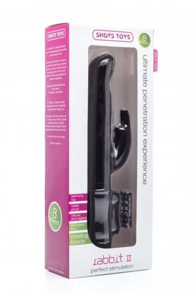 Чёрный вибратор Rabbit II с клиторальным отростком - 22,8 см. Чёрный вибратор Rabbit II с клиторальным отростком - 22,8 см.