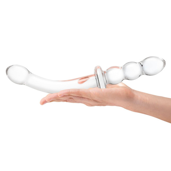 Изогнутый стеклянный фаллоимитатор 12’’ Girthy Ribbed G-Spot Glass Dildo With Handle Grip Double Ended - 30 см. Изогнутый стеклянный фаллоимитатор 12’’ Girthy Ribbed G-Spot Glass Dildo With Handle Grip Double Ended - 30 см.