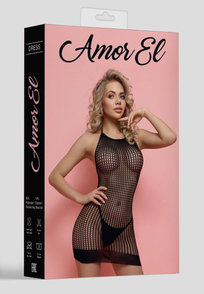 Мини-платье в мелкую тройную сетку Мини-платье в мелкую тройную сетку