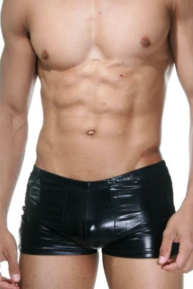 Мужские черные боксеры с кружевными вставками по бокам Мужские черные боксеры с кружевными вставками по бокам